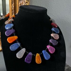 Multicolor Gem Stone Necklace 19 1/2” long
